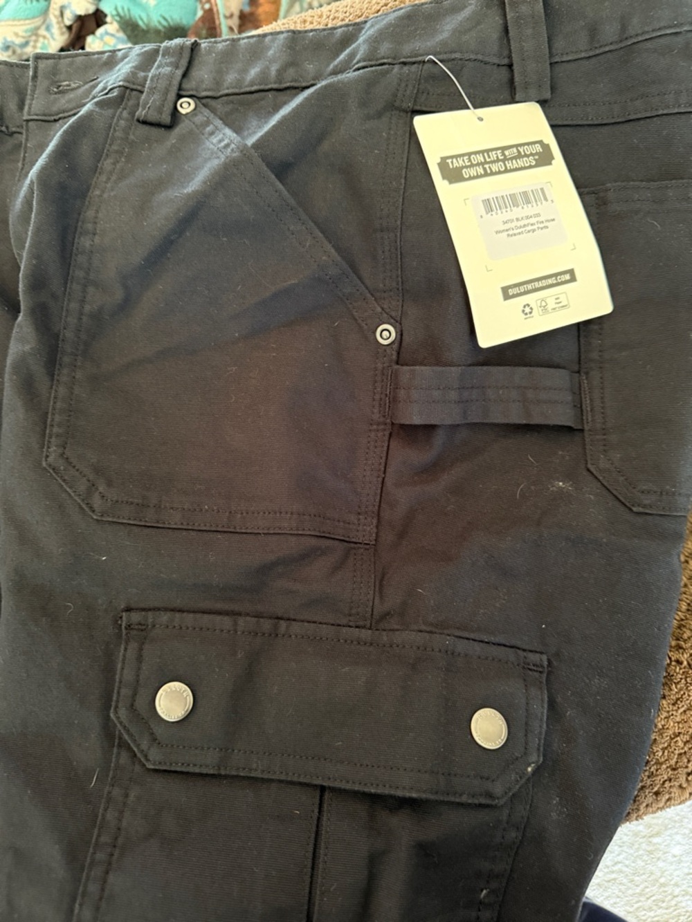 Duluth Trading Co Black Women's DuluthFlex Fire Hose Relaxed Cargo Pants